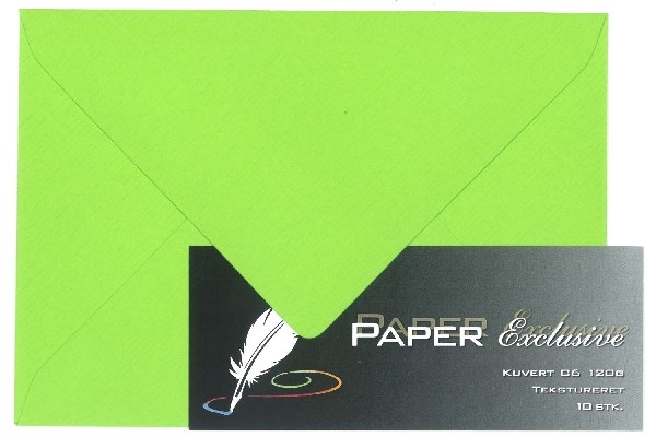 Se Kuvert C6 120g Lime Tekstureret 10stk. - 952 - Paper Exclusive hos Vivi´s Butik