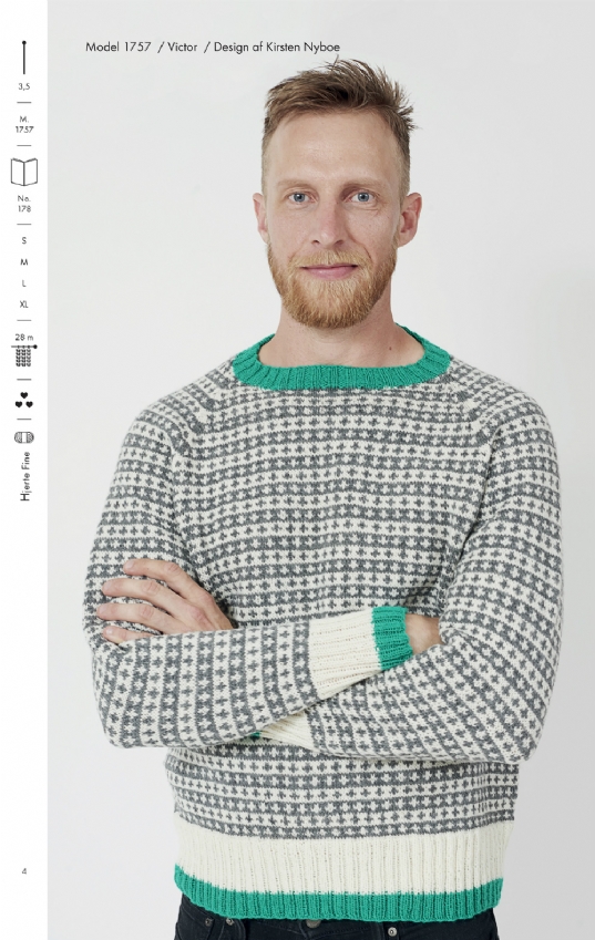 Billede af Strikkehæfte 178 model Victor Mønster strikket herre sweater m/raglin ærmer