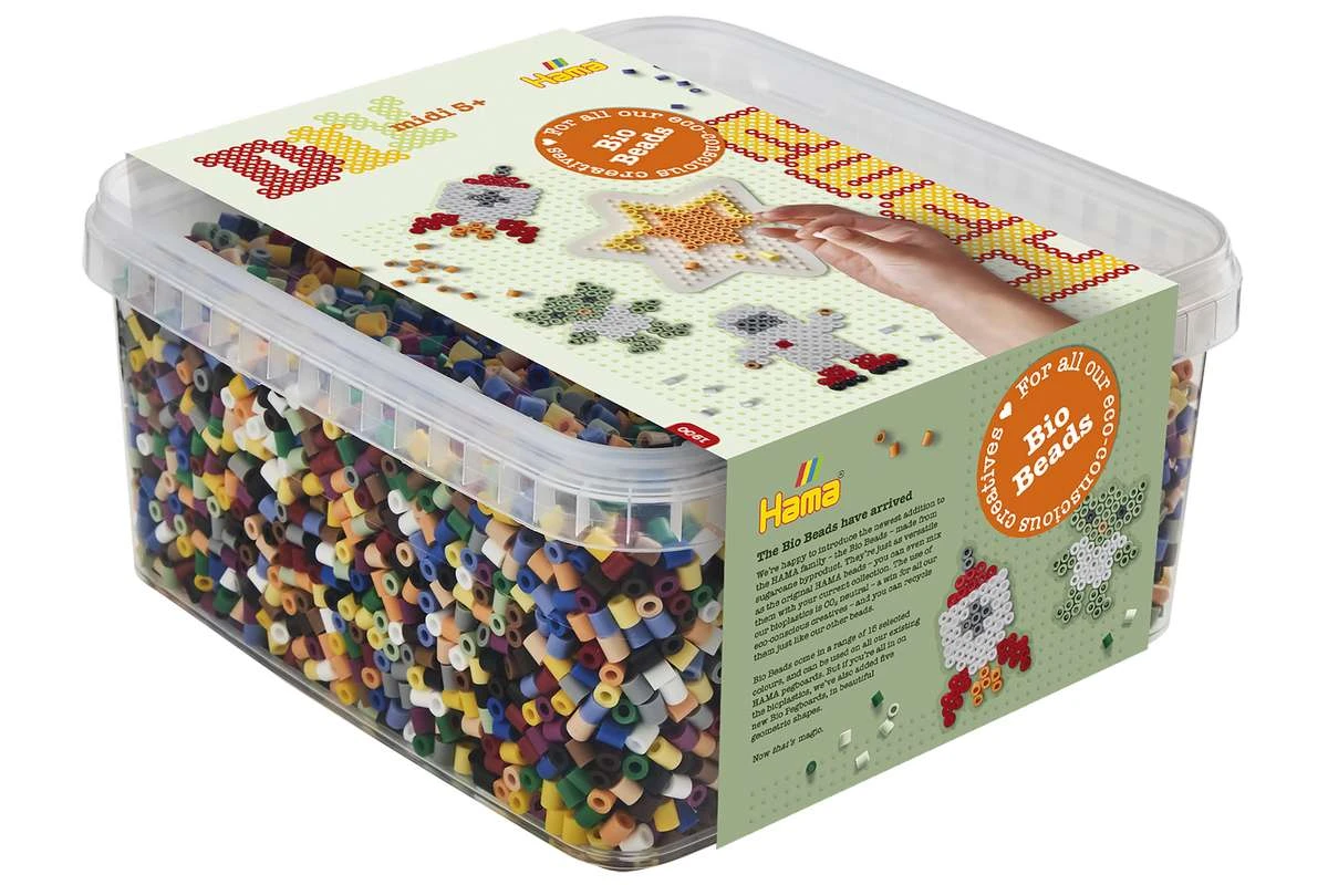 Hama BIO Midi 15.000 perler med stjerneplade i bøtte