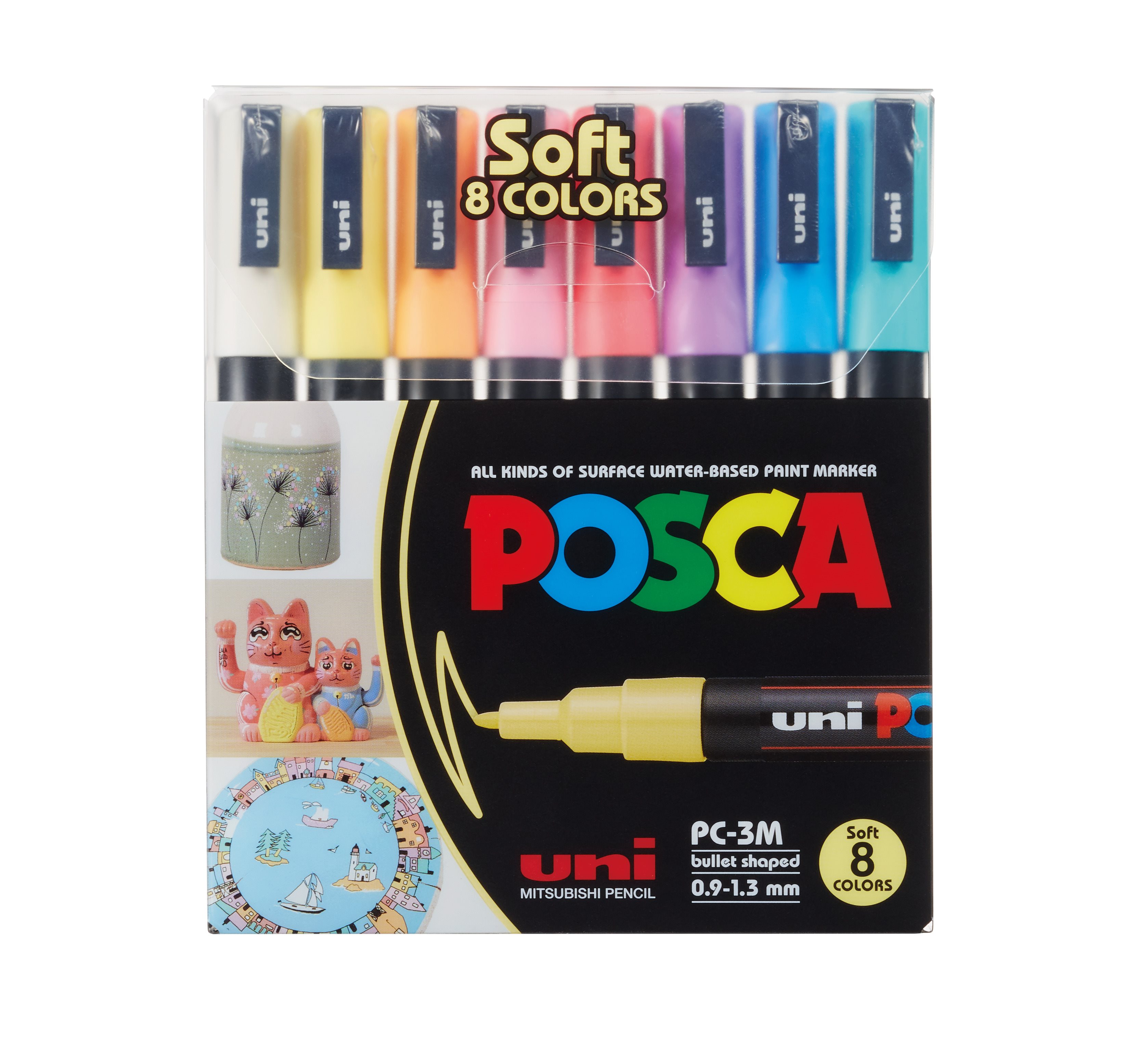 Se Posca - Pc3m - Fin Tip Pen - Soft Colors, 8 Stk hos Vivi´s Butik