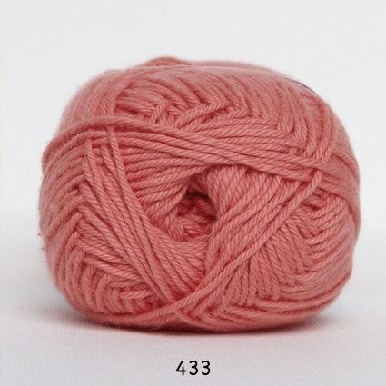 Cotton nr. 8/4 - Bomuldsgarn til hækling - fv 433 Lys Koral
