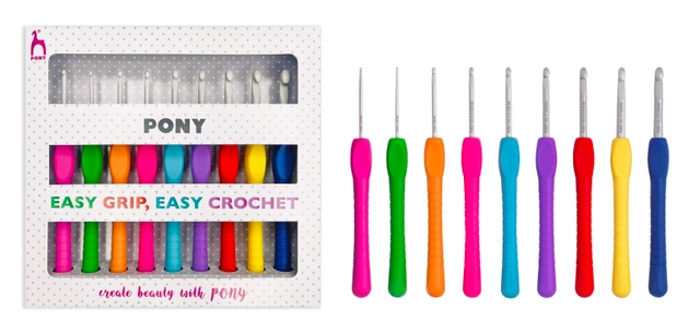 Pony hæklenål easy sæt polka dot alu. (9stk) 56835