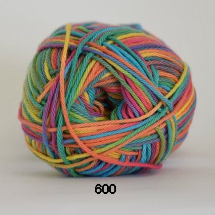 Cotton nr. 8/4 - Bomuldsgarn til hækling-  fv 600 Flerfarvet