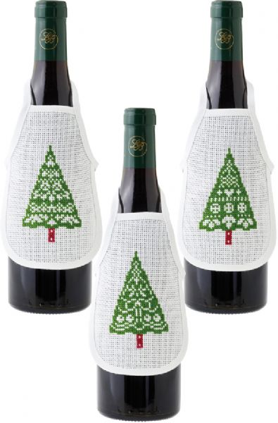 Permin broderikit - Flaskeforklæde med juletræer 78-2239