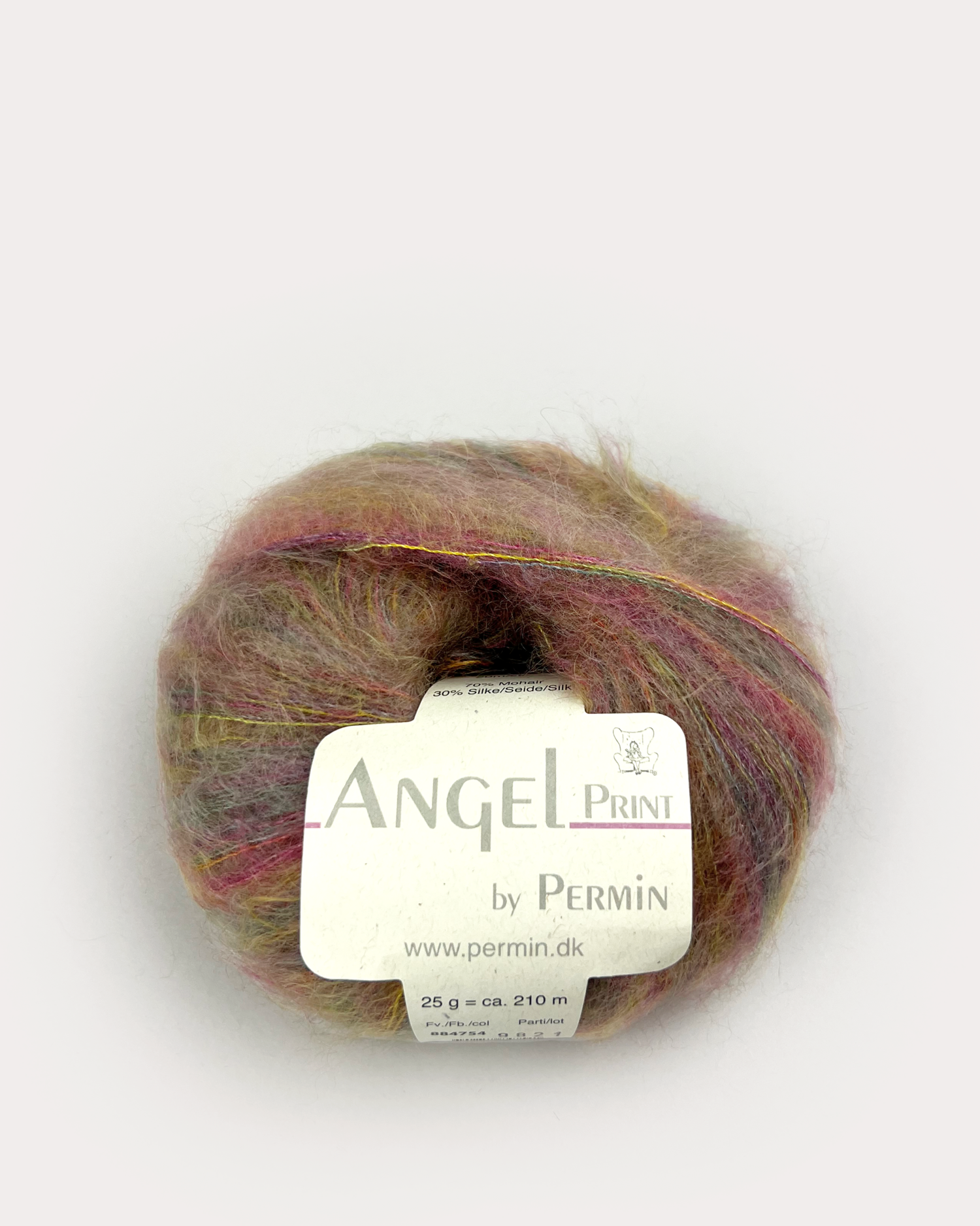 product-Angel Permin - Mohair og silkegarn -  884762 print Gylden/grøn/pink