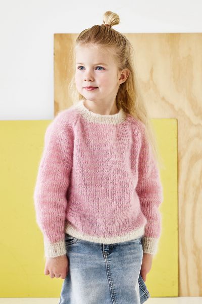 Strikkekit - Raglan sweater m. striber til børn - 894196 Strikkekit 8 år - Raglan sweater m.striber til børn