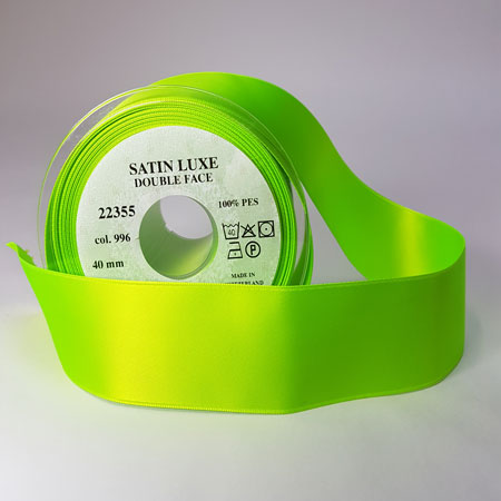 Billede af Satin bånd - Neon grøn satin bånd - nr 996 6 mm