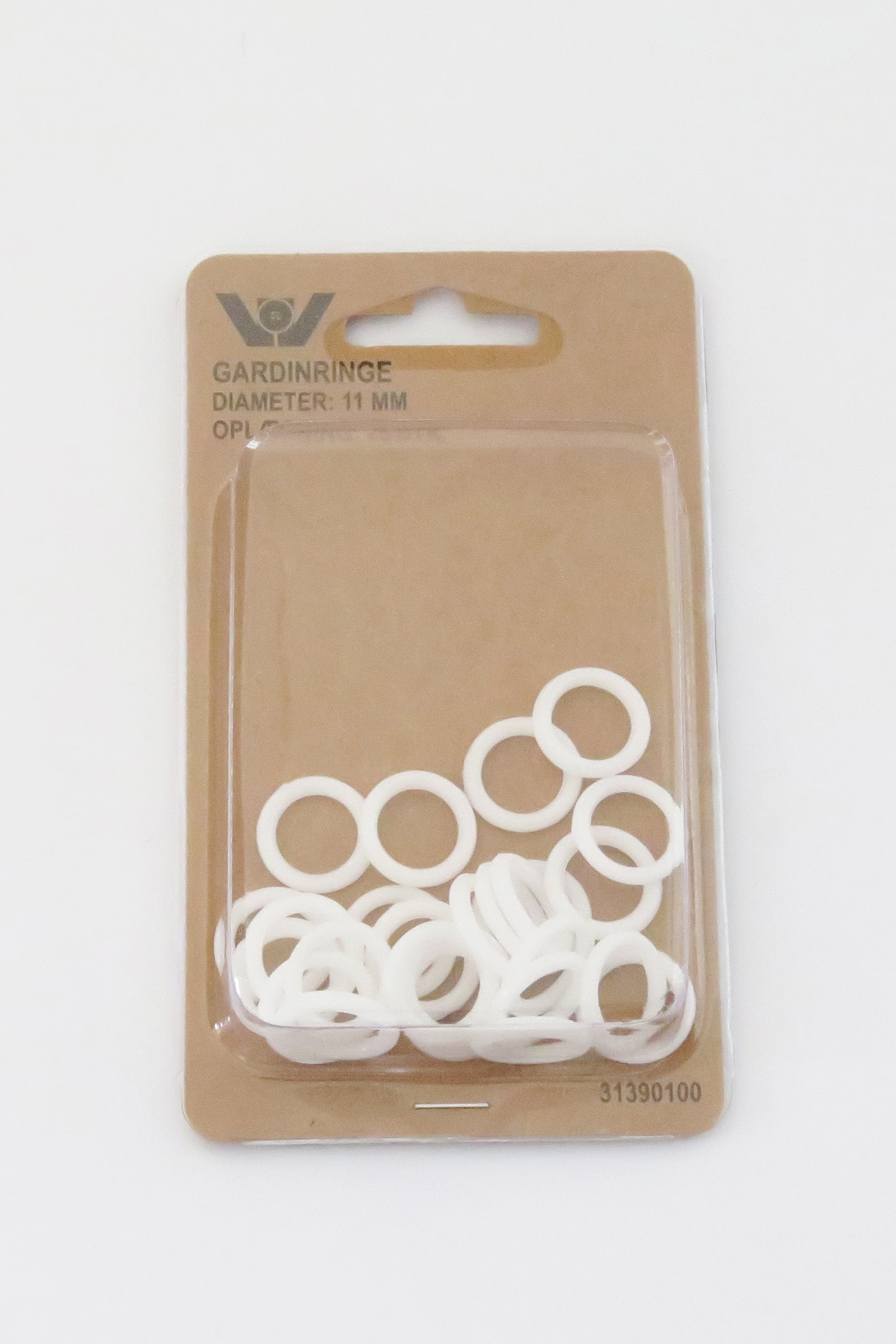 GARDINRINGE 11MM HVID PLAST (25 STK)