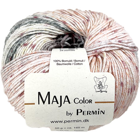 Maja Permin - Flerfarvet Bomuldsgarn - 881322 Beige m/grå