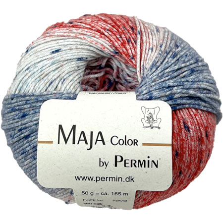 Maja Permin - Flerfarvet Bomuldsgarn - 881328 Rød, blå & pink