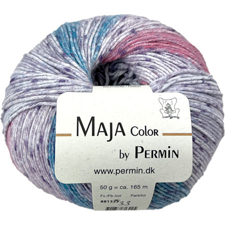 Maja Permin - Flerfarvet Bomuldsgarn - 881333  Lyseblå,lilla & pink