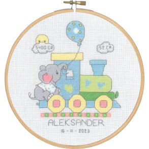 Dopbroderi - Broderiram med dopnamnets vikt och lngd - 13-2476