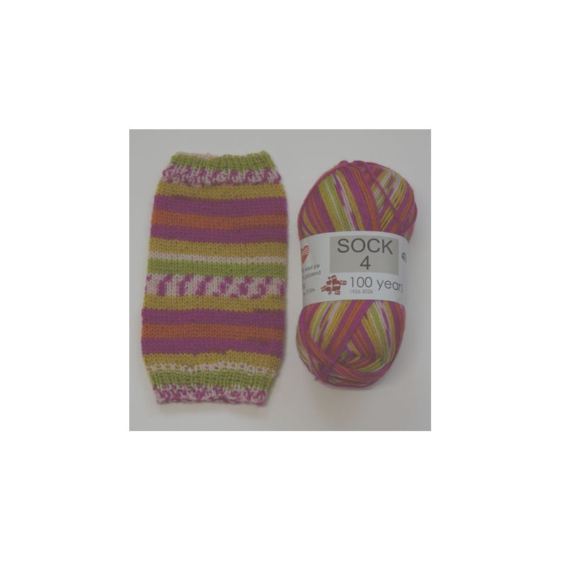 Sock 4 - Str�mpegarn - Uldgarn -  fv 5017 Flerfarvet