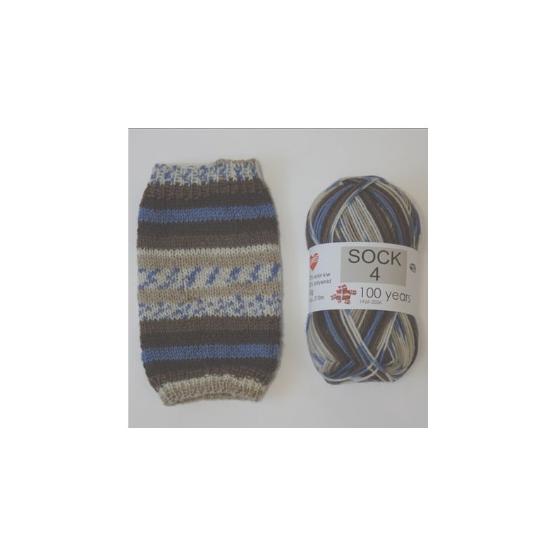 Sock 4 - Str�mpegarn - Uldgarn -  fv 5037 Flerfarvet