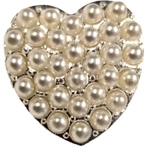 Metal Knap Slv M/JE 15 MM Hjerte - 18648-15-0000