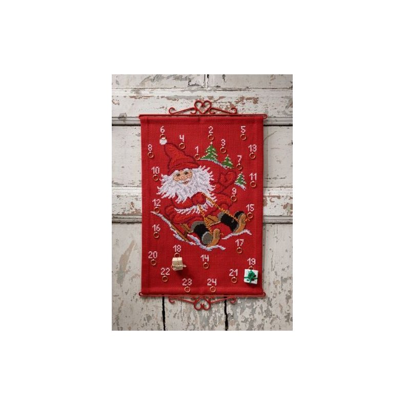 Paketkalender broderi kit Santa Claus med klke - 34-1220