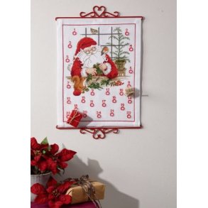Paketkalender broderi kit med jultomten - 34-1603