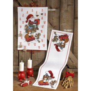 Paketkalender broderi kit Santa & ekorre - 34-5641