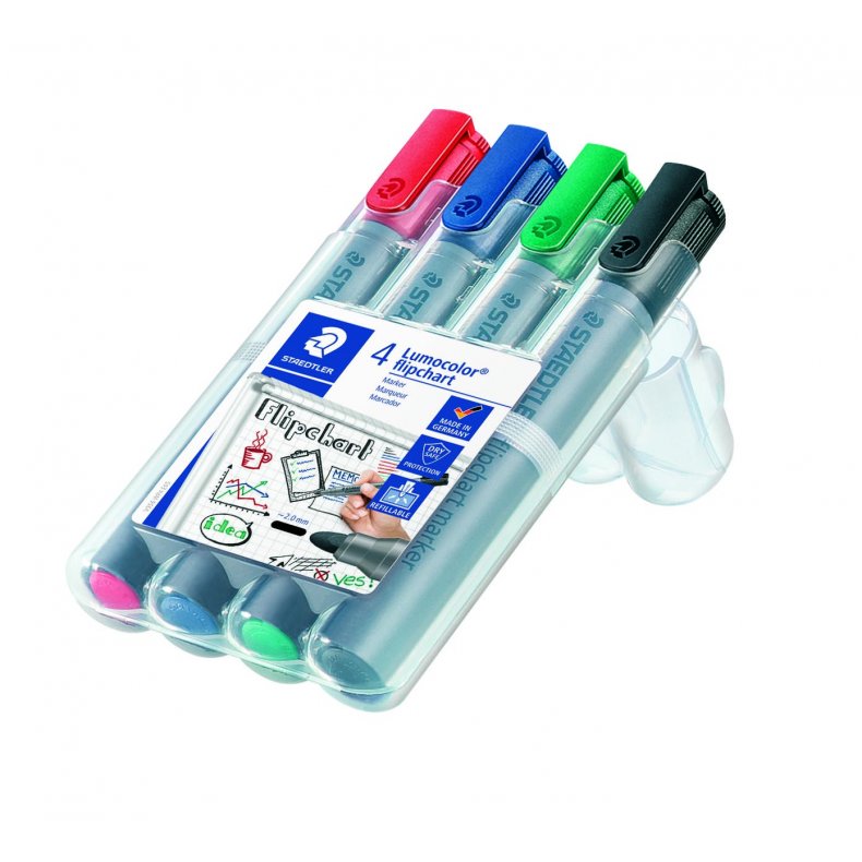 Staedtler marker lumocolor flip chart -  Ass. farver - 4 stk