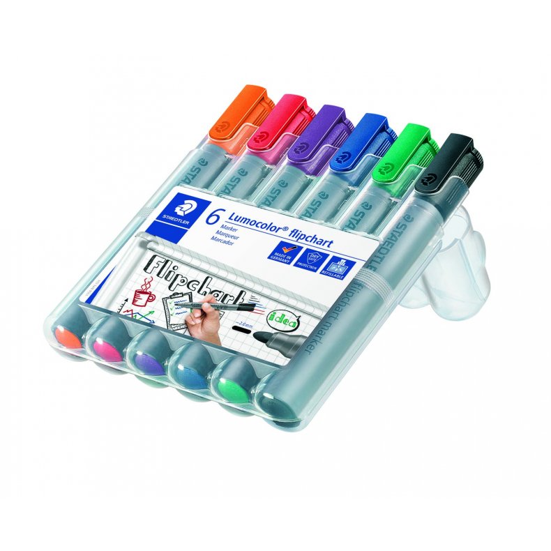 Staedtler marker lumocolor flip chart - 6 STK ass. farver