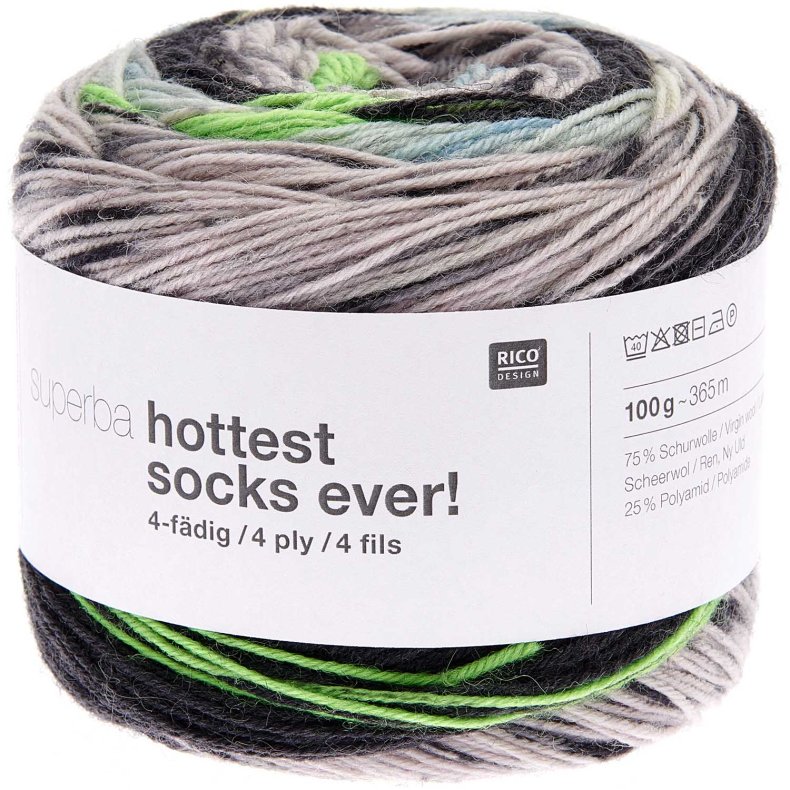 Superba Hottest Socks Ever Rico Design Flerfarvet strmpegarn fv 006