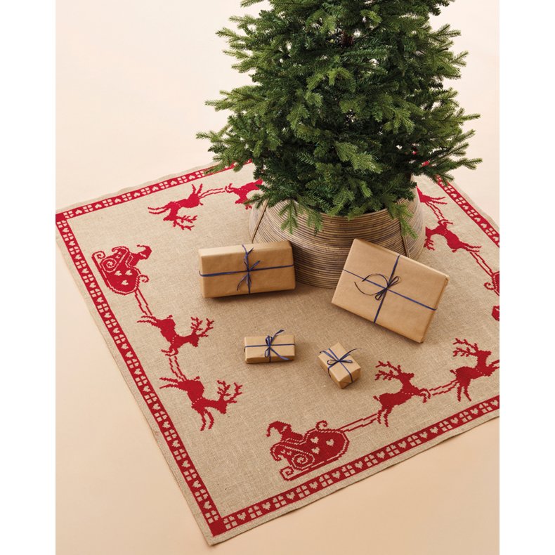 Julgransmatta - Kane Bordeaux Broderikit 158 x 158 cm - 45-6230