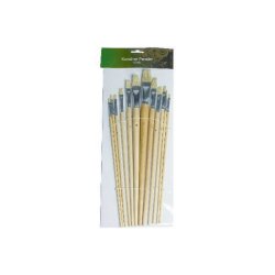 Kunstnerpenselst natur skaft 12 stk