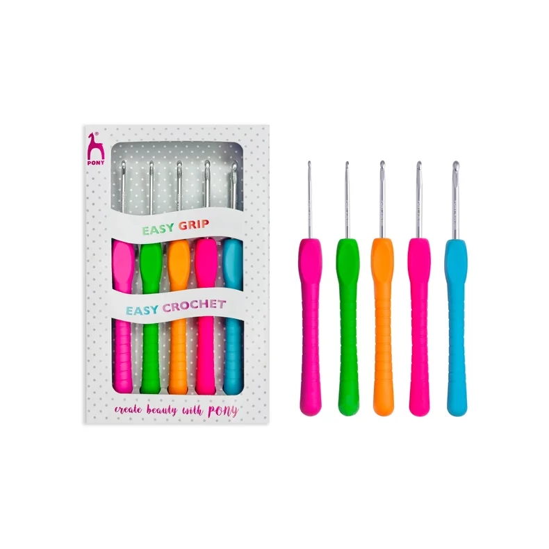 Pony Easy virkn�lset Polka Dot Alu (5 st) 56831