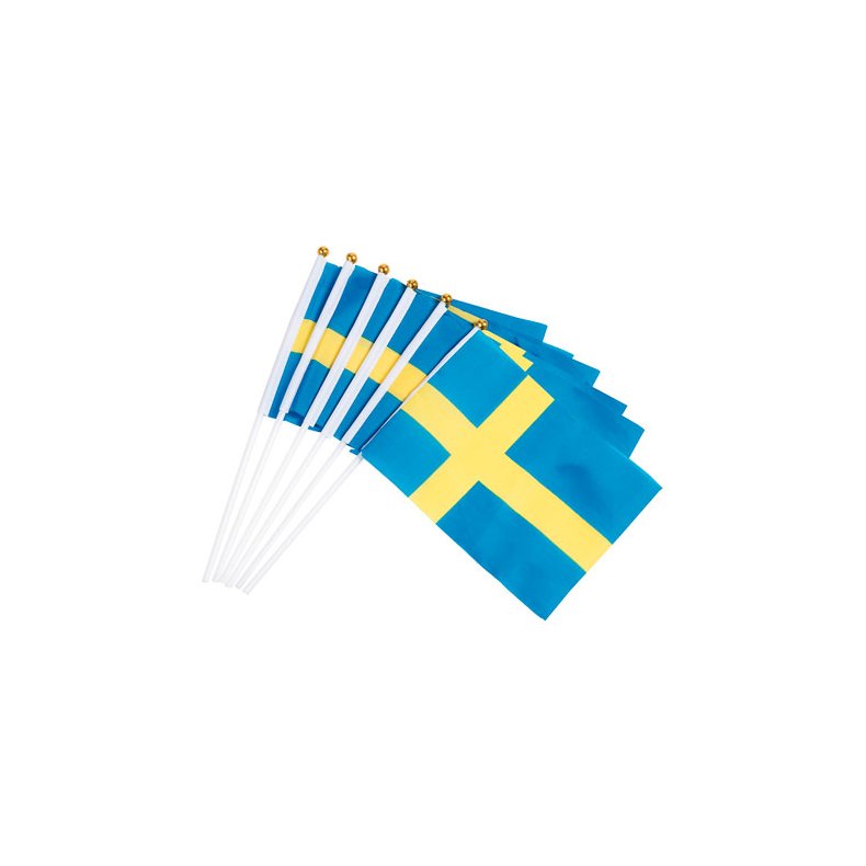 Svensk hnd flag nylon 6 stk