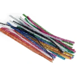 Chenille Piberenser Glitter 8 mm x 30 cm 24 stk ass - 736222