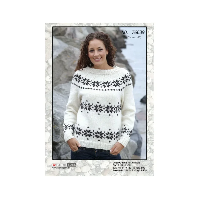 Sweater med norsk m�nster i Lima fra Hjertegarn � strikkekit