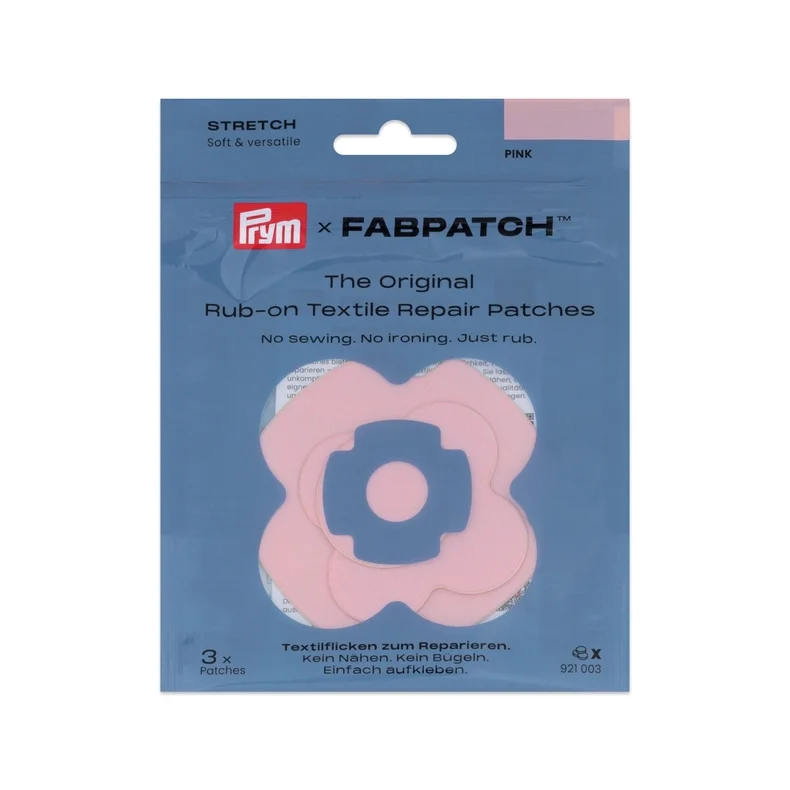 &ldquo;Prym FabPatch Stretch rosa reparationslapp f�r stretchtyg&rdquo; &ldquo;Rosa sj�lvh�ftande reparationslapp fr�n Prym f�r leggings och barnkl�der&rdquo;