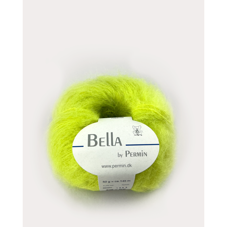 Bella Permin garn - Mohairgarn med ullgarn &amp; polyamid - fv 883291 Acid lime