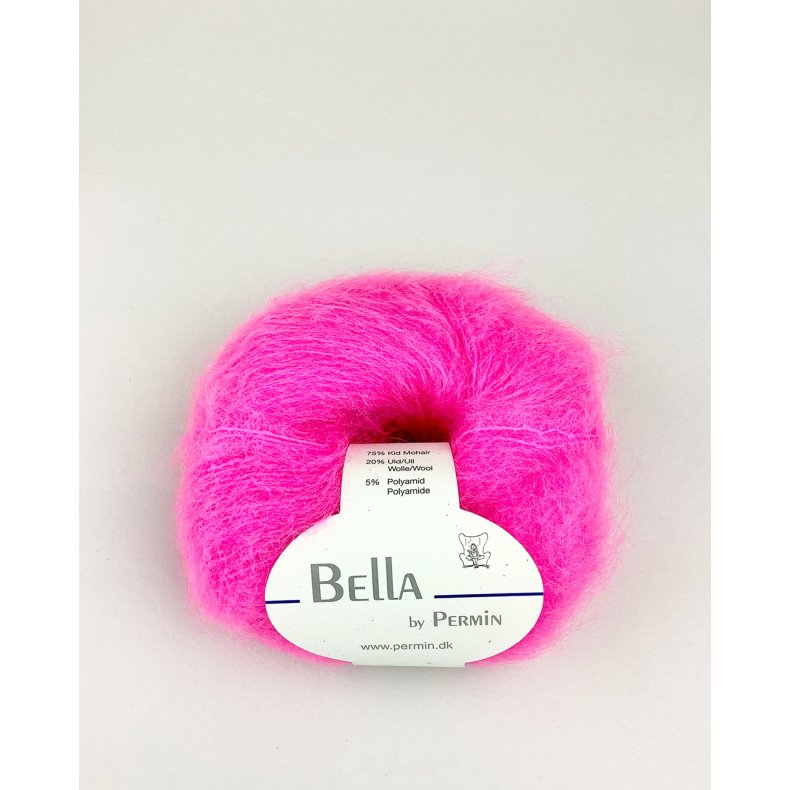 Bella Permin garn - Mohairgarn med ullgarn &amp; polyamid - fv 883292 Neon pink