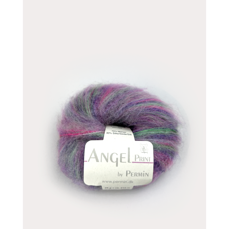 Angel Permin  Mohair- och silkegarn  884765 print Lila/rosa/grna toner