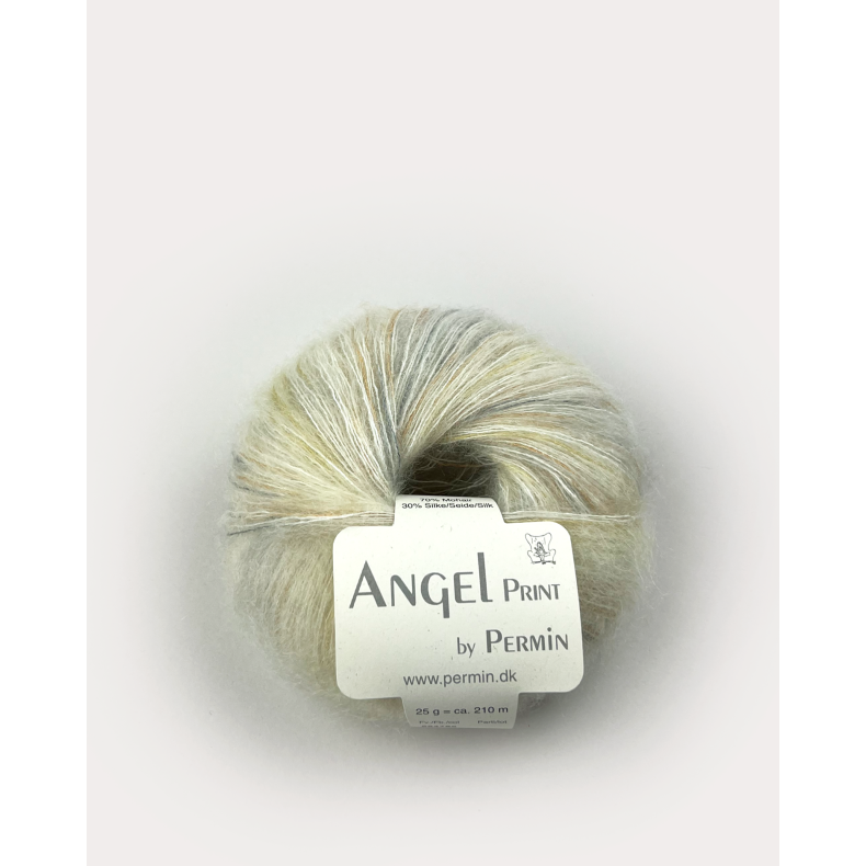 Angel Permin  Mohair- och silkegarn  884766 print Rvit