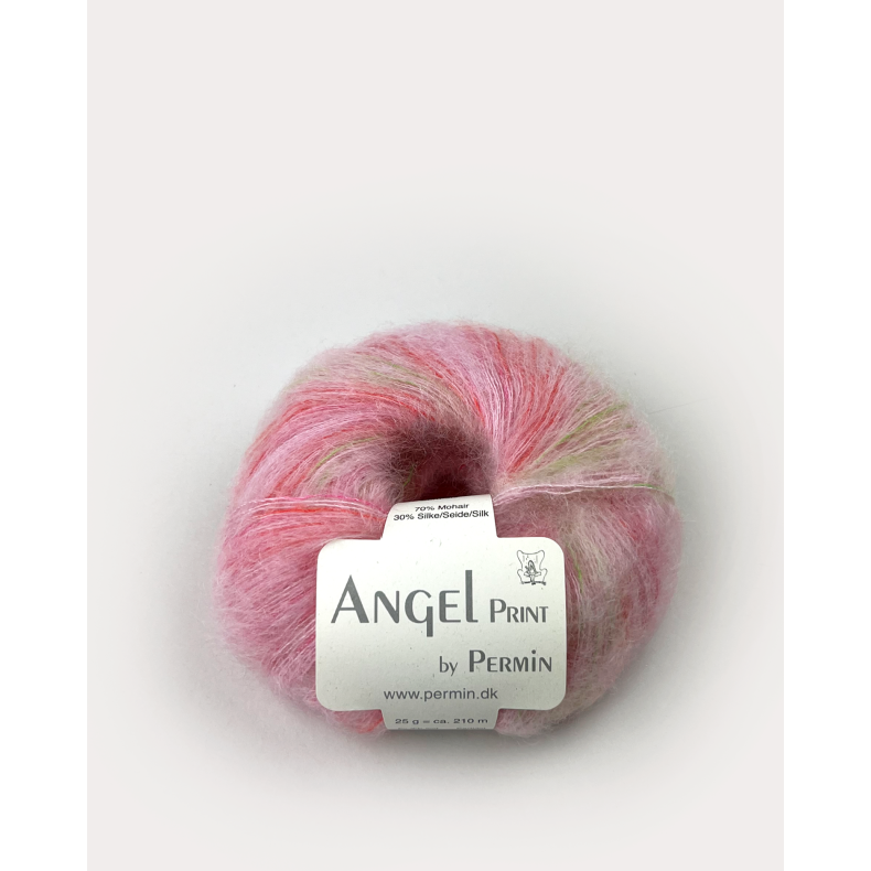 Angel Permin  Mohair- och silkegarn  884768 print Ljusrosa