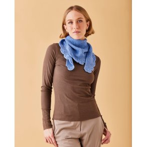 Stickkit med Sjal/Halsduk - Rtstickad med bladkant med Leonora Garn 890432
