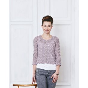 Cardigan med bladm�nster � Stickkit med Elise Garn Permin 891105