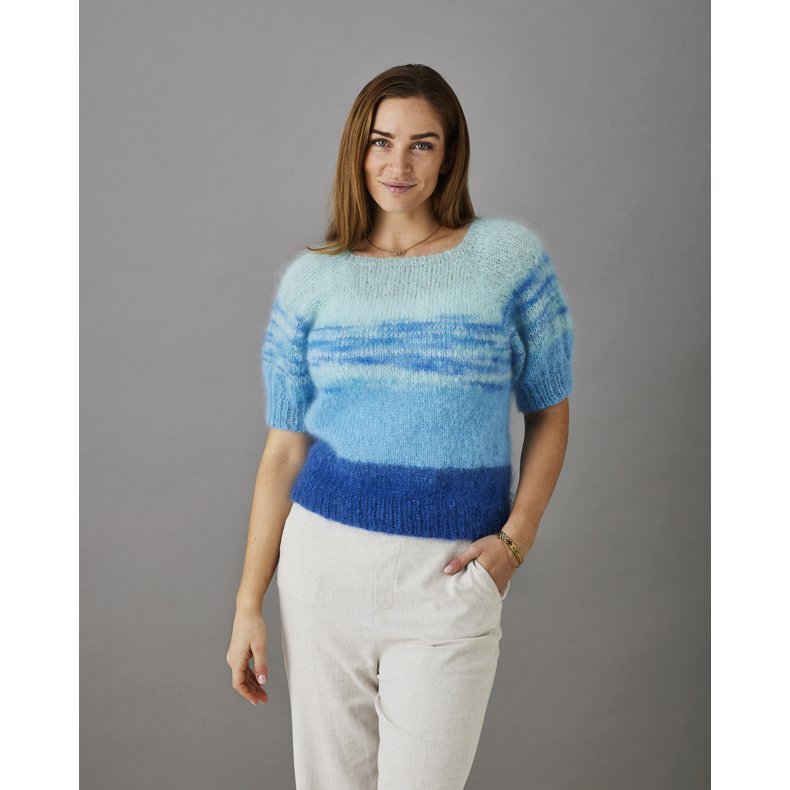 Strikkekit/Strikkeopskrift T-shirt med brede striber Bella Color 8932116