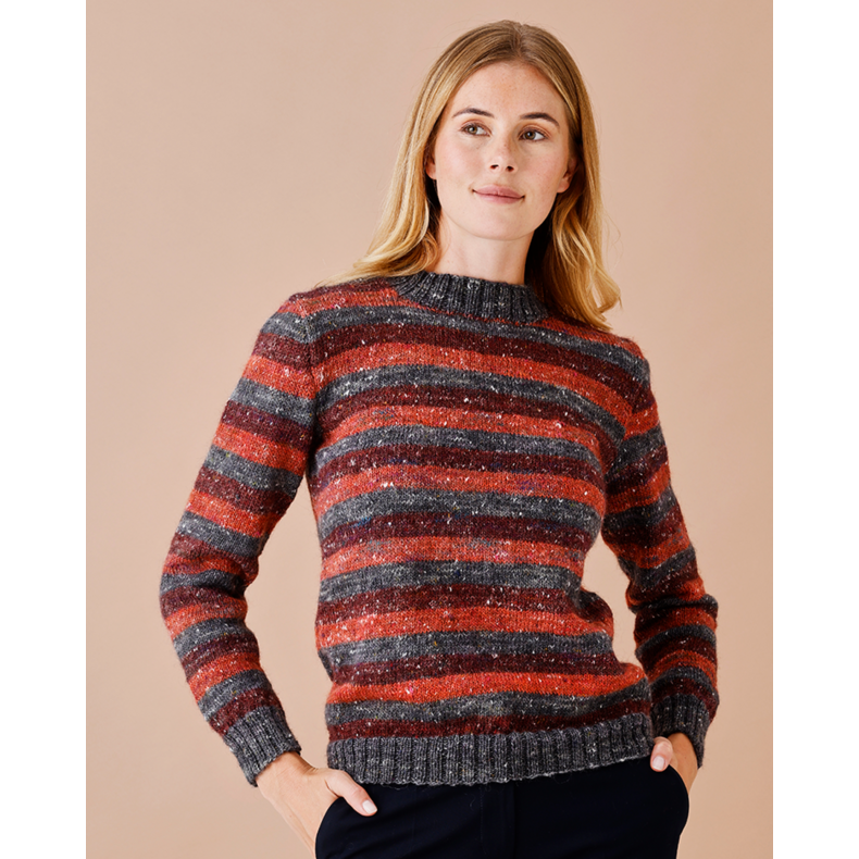 Strikkeopskrift/Strikkekit  Stribet sweater Med Kamma Garn By Permin - 899531