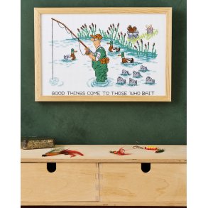 Permin Broderikit Permin Med Fiskare Vntar P Napp - 92-4337