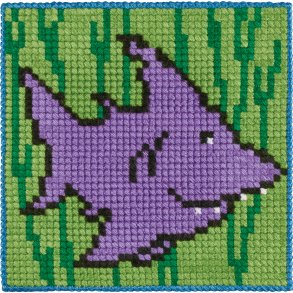 Permin Broderi - Ptegnet broderikit til brn med Haj - 9363