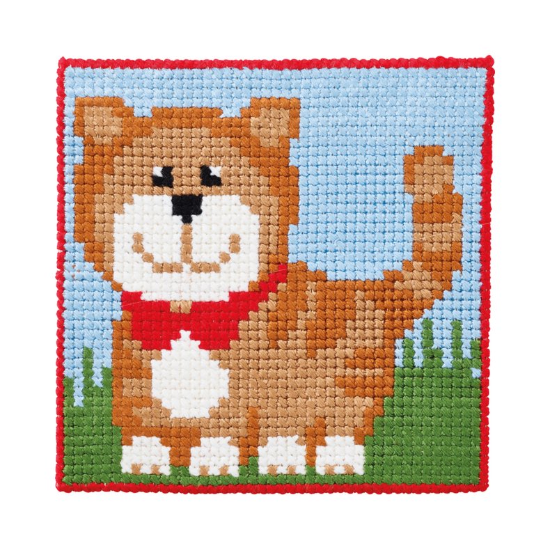 Permin Broderi - Pritad broderipaket fr barn med Kat - 9380