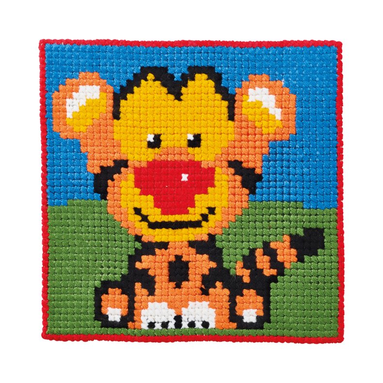 Permin Broderi - Pritad broderipaket fr barn med Tiger - 9381