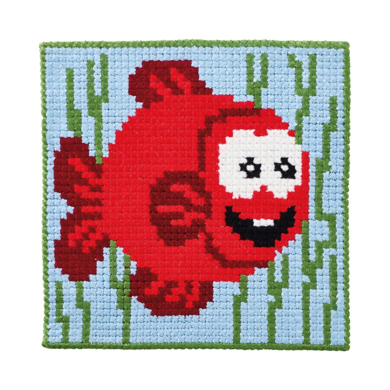 Permin Broderi - Pritad broderipaket fr barn med Fisk - 9382