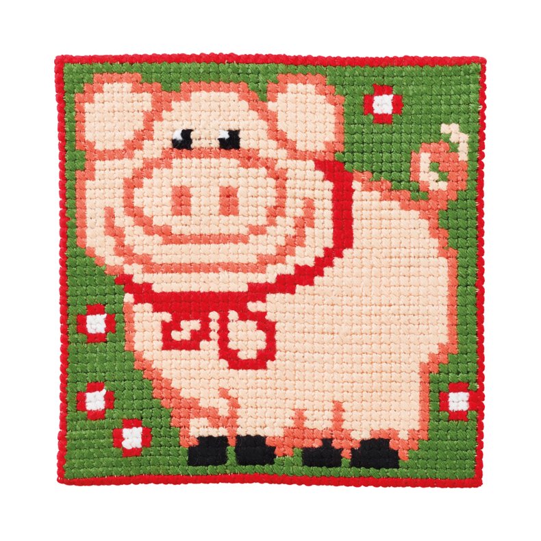 Permin Broderi - Pritad broderipaket fr barn med Gris - 9383