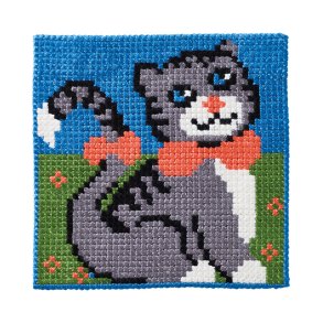 Permin Broderi - Pritad broderipaket fr barn med Kat - 9411