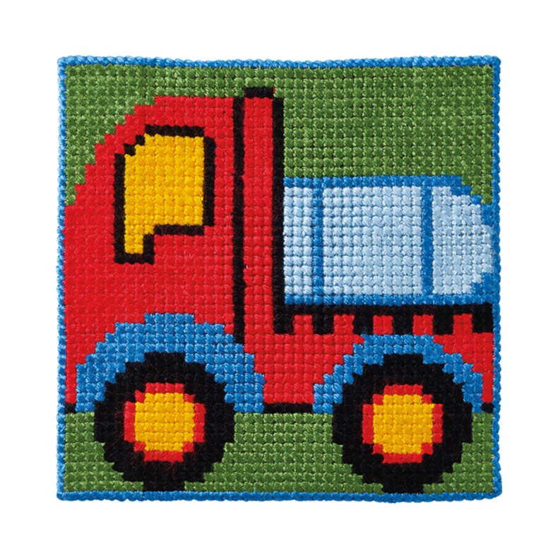 Permin Broderi - Pritad broderipaket fr barn med Lastbil - 9415