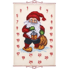 Paketkalenderbroderisats - 34-9530 Jultomten med lampa